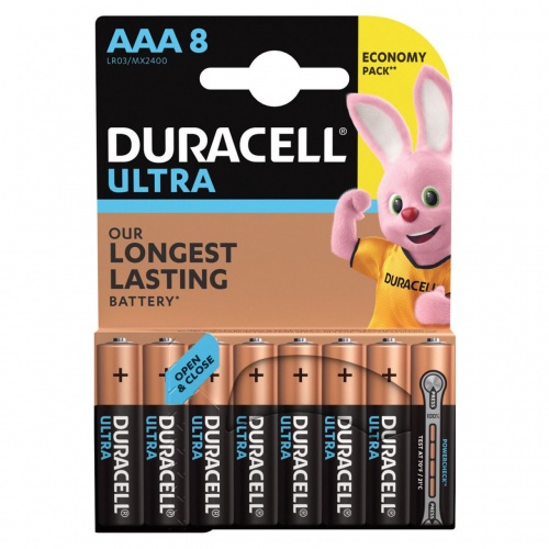 Батарейки DURACELL Ultra Power, AAA (LR03, 24А), алкалиновые, КОМПЛЕКТ 8 шт., в блистере