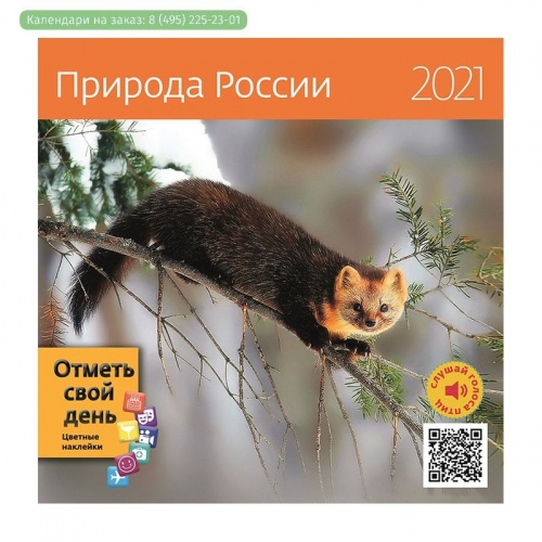 Календарь настен, перекидной,2021, Природа России,12лист+обл+накл.,2 скобы