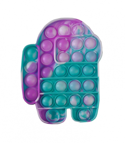 Сенсорная игрушка антистресс Вечная пупырка Амонг Ас (Among Us) фиолетовый-зеленый Pop It, Тактильная успокоительная нажимная игрушка шарики