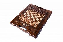 Шахматы + нарды резные с Араратом 30 с ручкой, Haleyan, арт. kh115-3