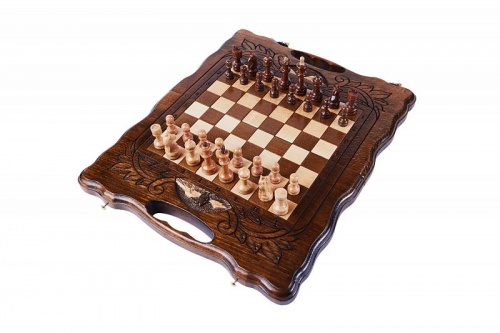 Шахматы + нарды резные с Араратом 30 с ручкой, Haleyan, арт. kh115-3