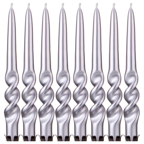 Набор свечей из 8 шт. 23,5x2,2 см. металлик серебряный, арт. 348-632