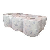 Бумага туалетная, для диспенсера, цел.бел. с цветн.тиснен. 2сл 150м , (12 рулонов в упаковке).