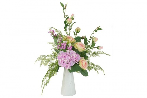 Декоративные цветы Букет розы и гортензии в керамической вазе, арт. 57316