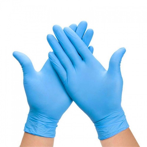 Медицинские смотровые перчатки нитриловые, нестерильные, неопудренные, текстур. голубой M,50 п/уп