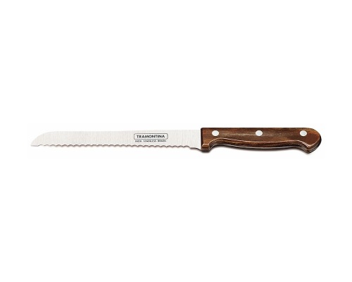 Нож для хлеба TRAMONTINA Polywood 18 см, с деревянной ручкой, в блистере, коричневый