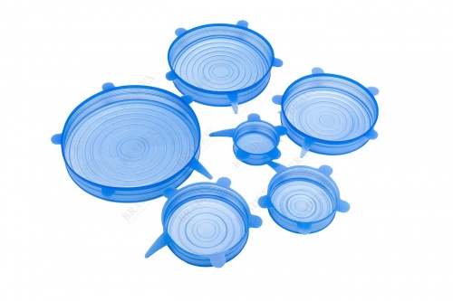 Силиконовые растягивающиеся крышки для посуды, набор – 6 шт., [арт.TK 0252]