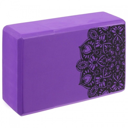 Блок для йоги 23 x 15 x 8 см,120 г, цвет фиолетовый