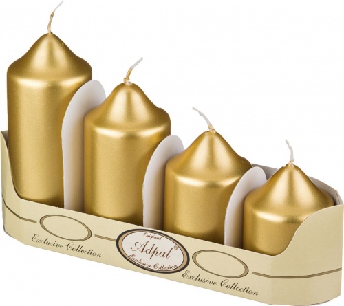 Набор свечей из 4 шт. 7x8x10x12x5 см. золотой металлик, арт. 348-449