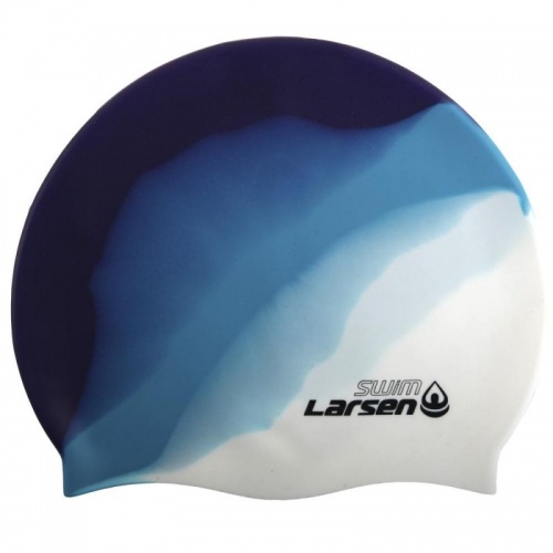 Шапочка плавательная Larsen MC34, силикон, бел/син