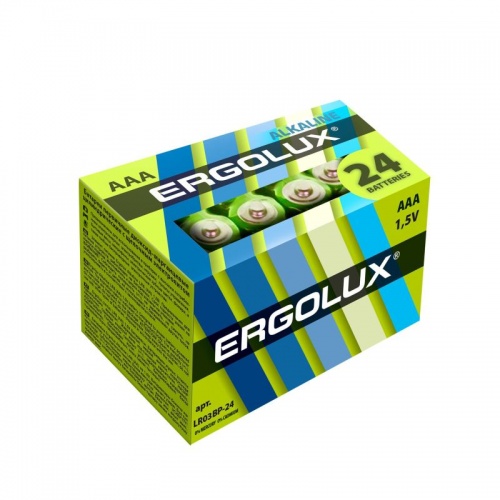 Батарейки Ergolux AAA/LR 03 Alkaline BP-24 (LR 03 BP-24, 1.5В)(24 шт в уп.)