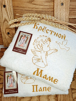 Крестильный набор, полотенца в подарок крестным, 2 шт