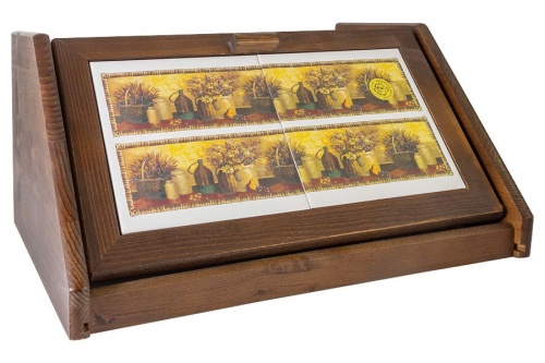 Деревянная хлебница с керамическими вставками Натюрморт, арт. 14372