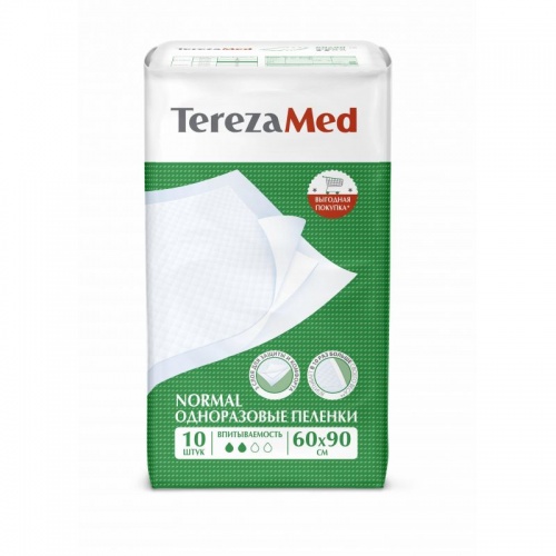 Пеленки впитывающие TEREZA MED 60х90см, NORMAL, (10 штук в упаковке) (90101)