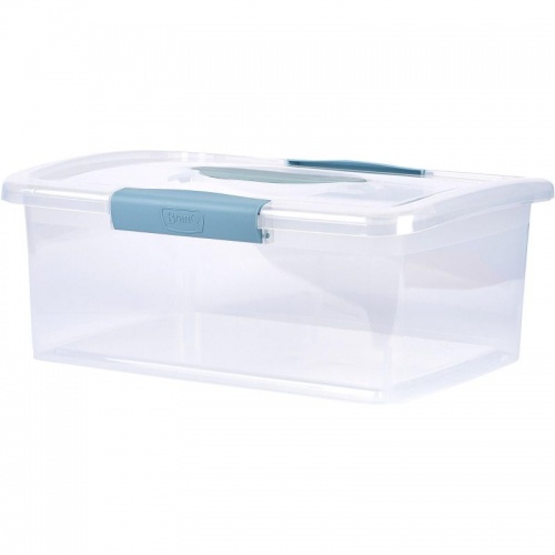 Ящик для хранения Laconic с защелками и ручкой 9 л небесный прозрачный