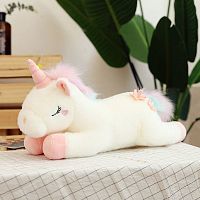 Мягкая игрушка спящий единорог с цветами «Lying flower unicorn» 40 см, 5600