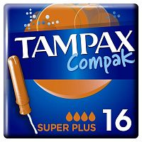 Тампоны TAMPAX Compak Super Plus Duo с аппликатором 16 шт/уп