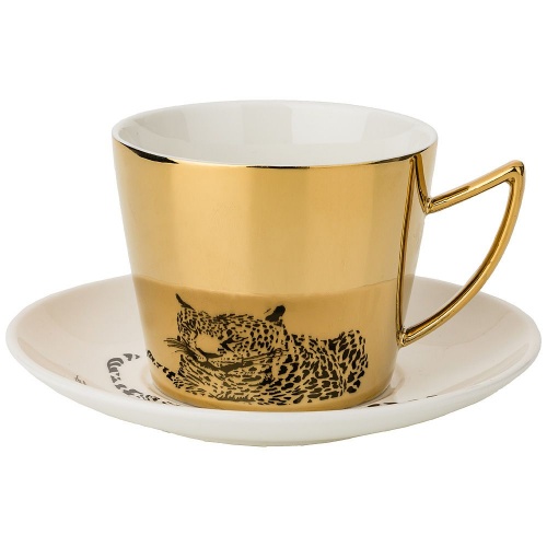 Чайный набор leopard на 1 персоны, 2 предмета, 220мл, золотой, арт. 91-083