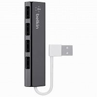 Хаб BELKIN Slim, USB 2.0, 4 порта, кабель 0,12 м, черный, F4U042bt