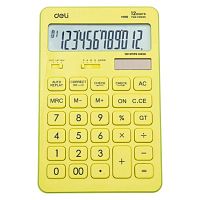 Калькулятор настольный компактный Deli Touch, 12-разрядный, двойное питание, EM01551, желтый