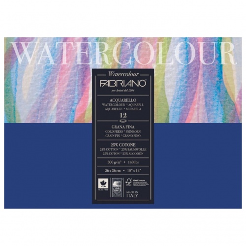 Альбом для акварели БОЛЬШОЙ А3- (260х360 мм) FABRIANO "Watercolour Studio", среднее зерно, 12 л., 300 г/м2, 17312636