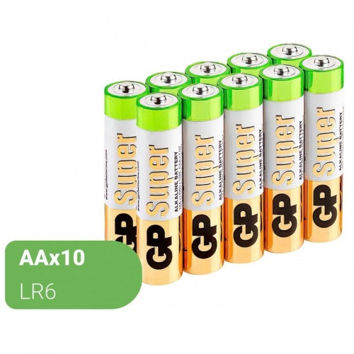 Батарейки GP Super AA/LR6/15A алкалин., 10 шт/уп. GP15-ZCRB10
