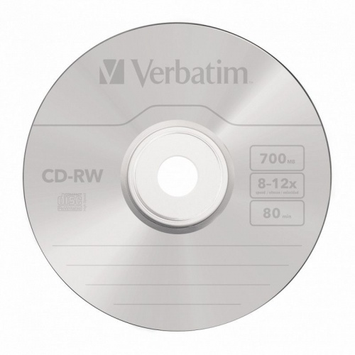 Носители информации CD-RW,8x-12x, Verbatim Serl Scratch, Jewel/10,43148