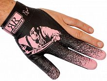 Перчатка для бильярда на левую руку черно-розовая, серия Renzline, коллекция Renzo Longoni Player [арт. 45.303.03.7]