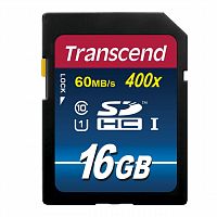 Карта памяти SDHC, 16 GB, TRANSCEND Premium 400x, UHS-I U1, 60 Мб/сек. (class 10), TS16GSDU1