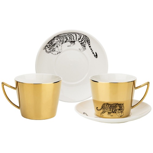 Чайный набор tiger на 2 персоны, 4 предмета, 220мл, золотой, арт. 91-094