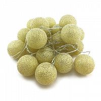 Светодиодная гирлянда "Хлопковый шар" Золотой / 3м, 20 шаров на прозрачном проводе