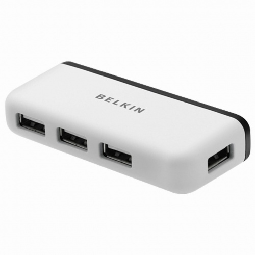 Хаб BELKIN Square Travel, USB 2.0, 4 порта, кабель 0,12 м, черный, F4U021bt