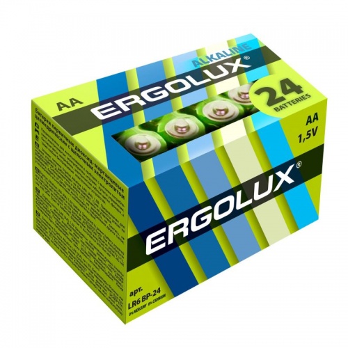 Батарейки Ergolux AA/LR 6 Alkaline BP-24 (LR 6 BP-24, 1.5В)(24 шт в уп.)