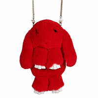 Сумка-рюкзак кролик (зайка) из натурального меха цвет - красный