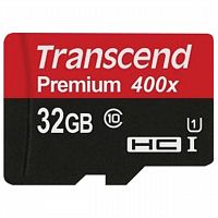 Карта памяти micro SDHC, 32 GB, TRANSCEND Premium 400x, UHS-I U1, 60 Мб/сек. (class 10), TS32GUSDCU1